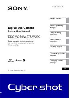 Sony Cyber-shot W290 manual. Camera Instructions.